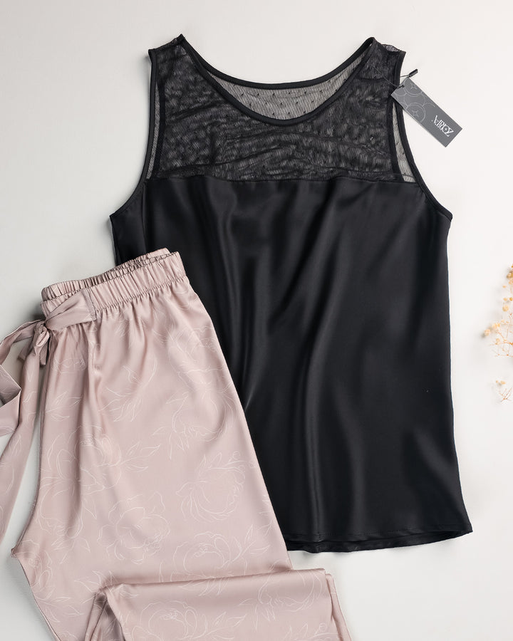 Satin & Lace Pajama Set – 2 Pieces 3540-26