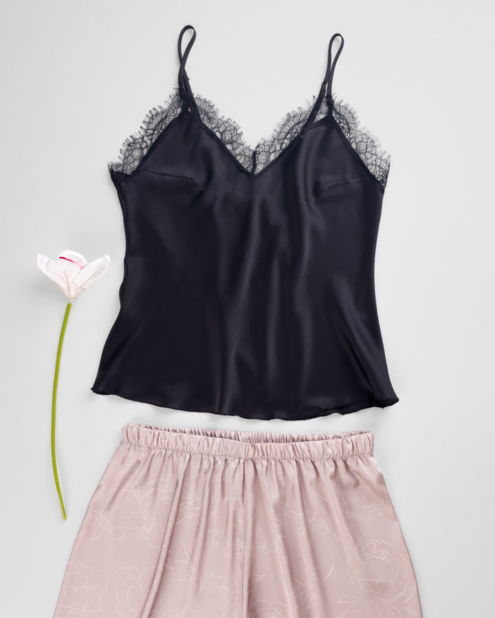 Satin & Lace Pajama Shorts Set 3541-26