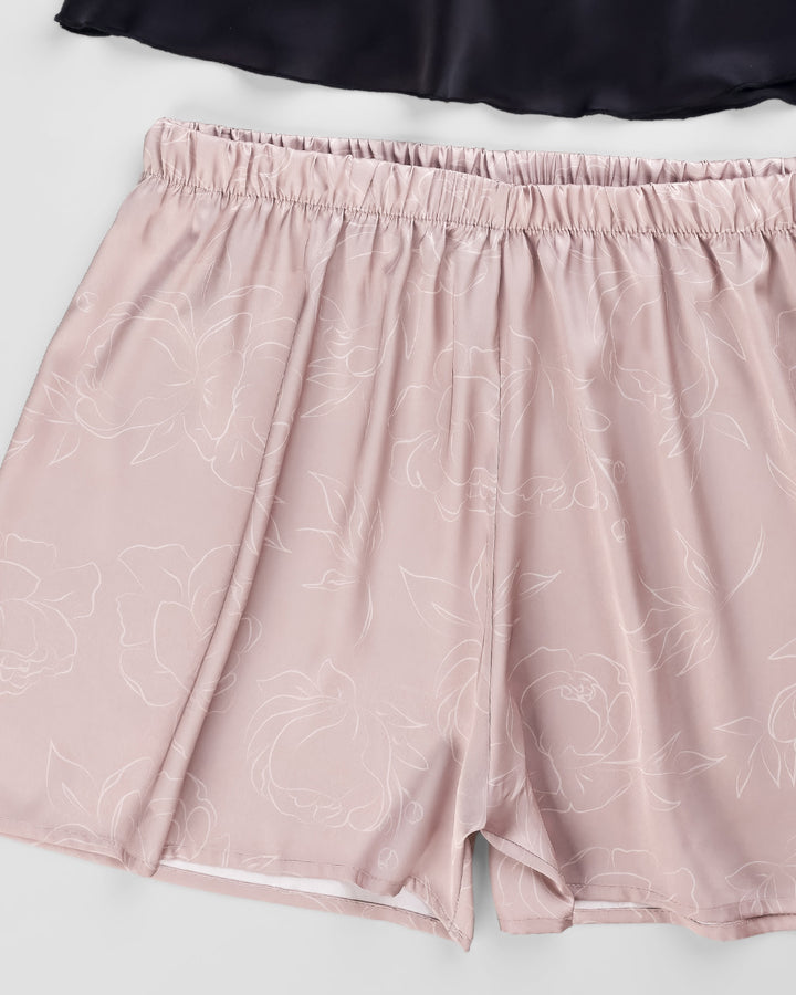 Satin & Lace Pajama Shorts Set 3541-26
