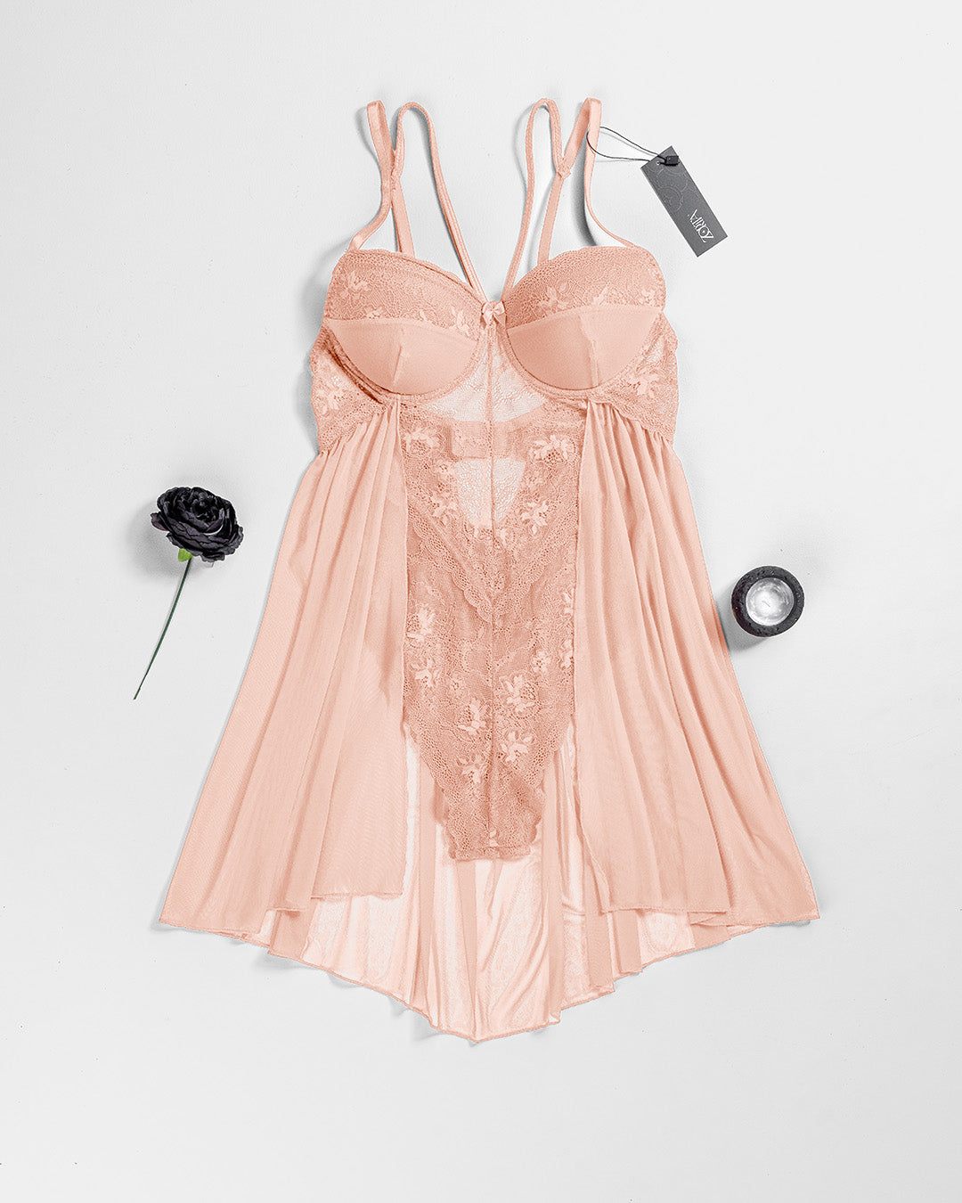 Lace Mesh Padded Babydoll 4277-26