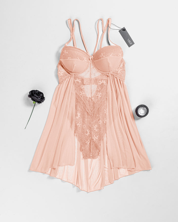 Lace Mesh Padded Babydoll 4277-26