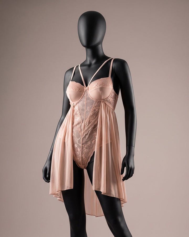Lace & Mesh Padded Babydoll 4277-26