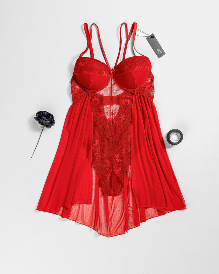 Lace Mesh Padded Babydoll 4277-26