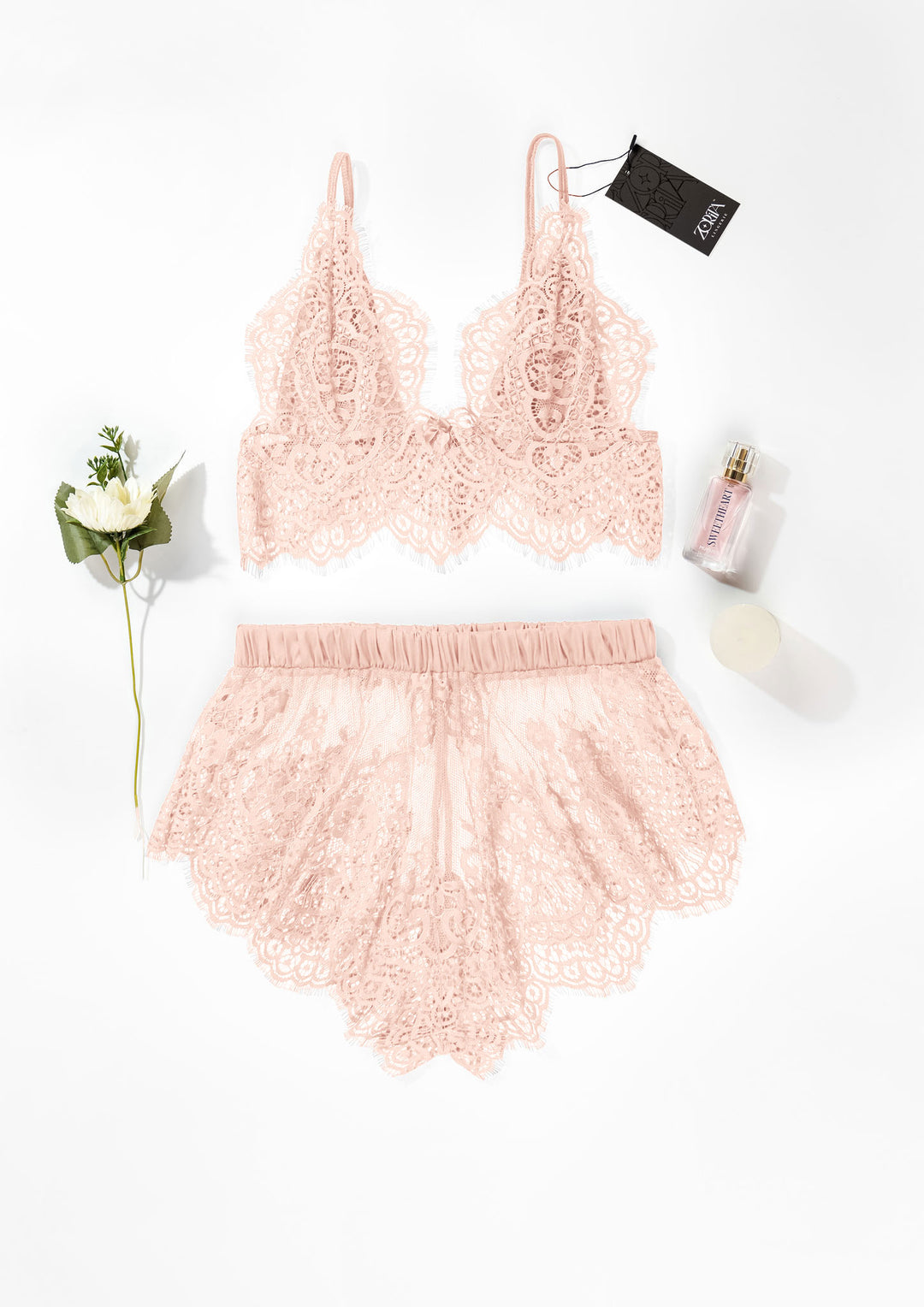 Mesh Lace Babydoll Short Set