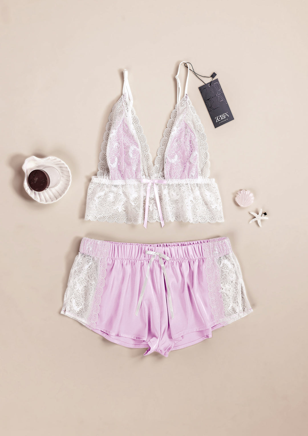 Satin Lace Night Out Shorts Set