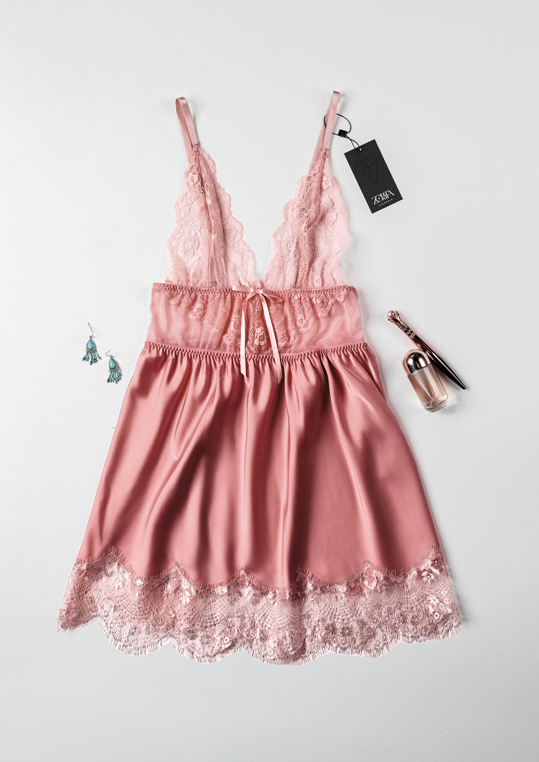 Satin Lace Babydoll rose in UAE