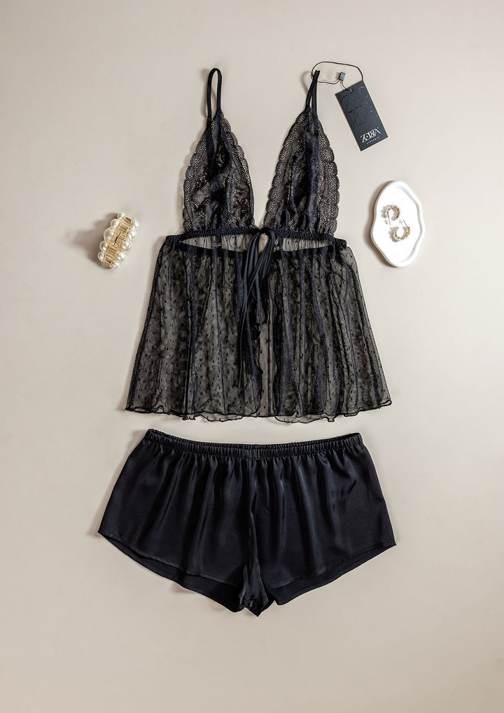Lace Satin Hot Short Set