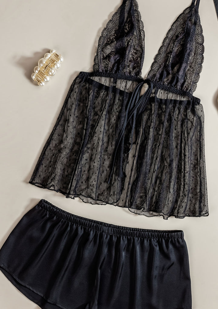 Lace Satin Hot Short Set