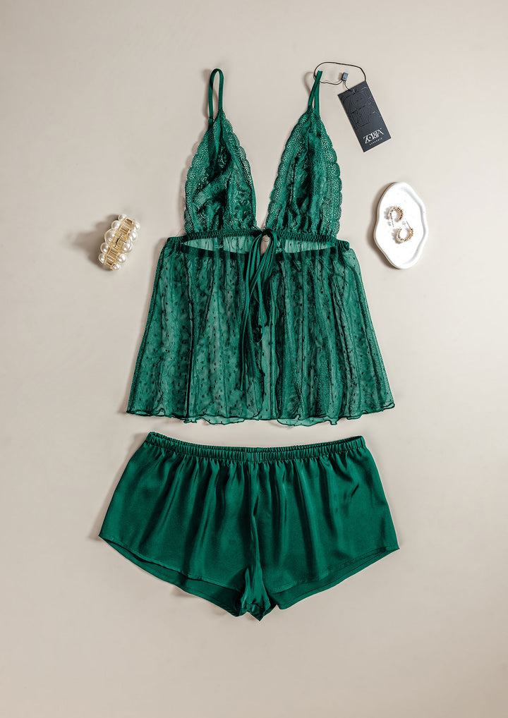Lace Satin Hot Short Set