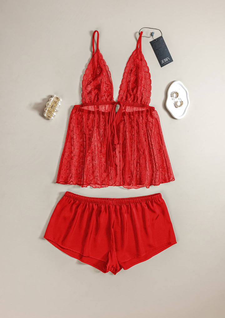 Lace Satin Hot Short Set