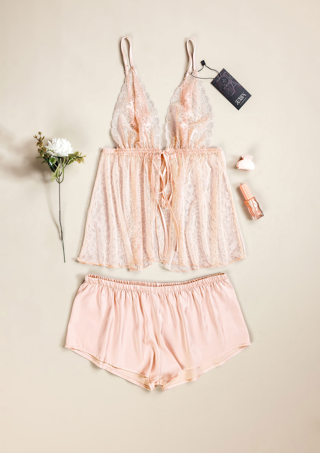 Lace Satin Hot Short Set