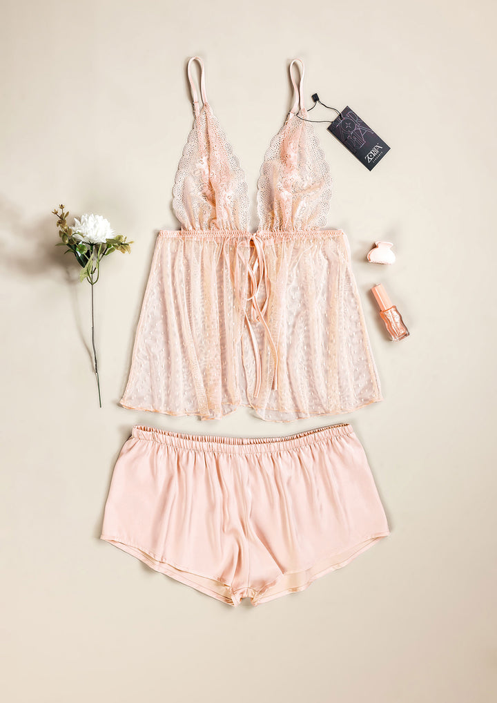 Lace Satin Hot Short Set