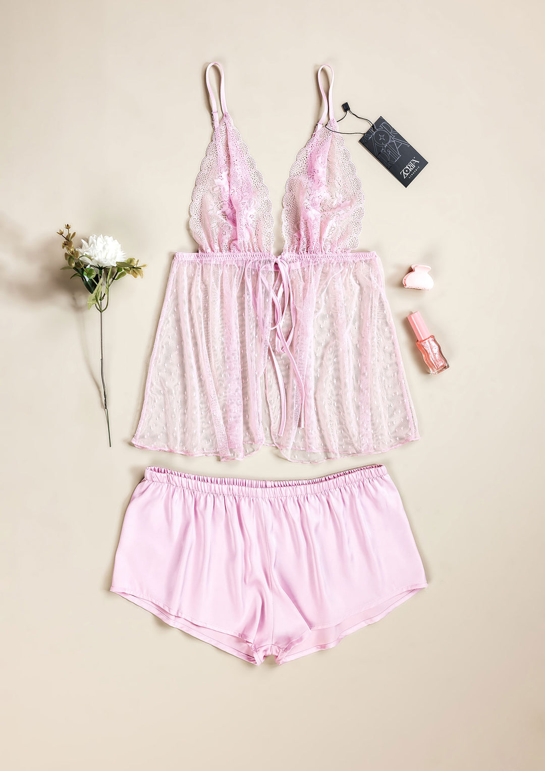 Lace Satin Hot Short Set