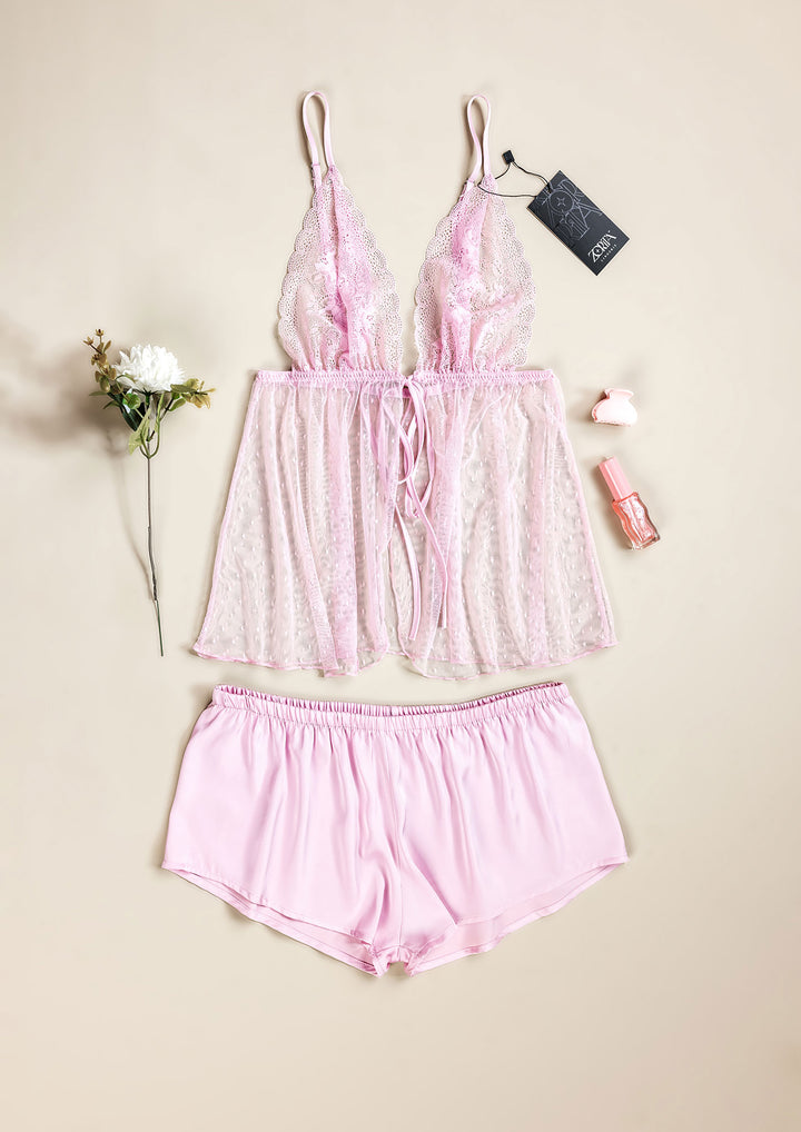 Lace Satin Hot Short Set