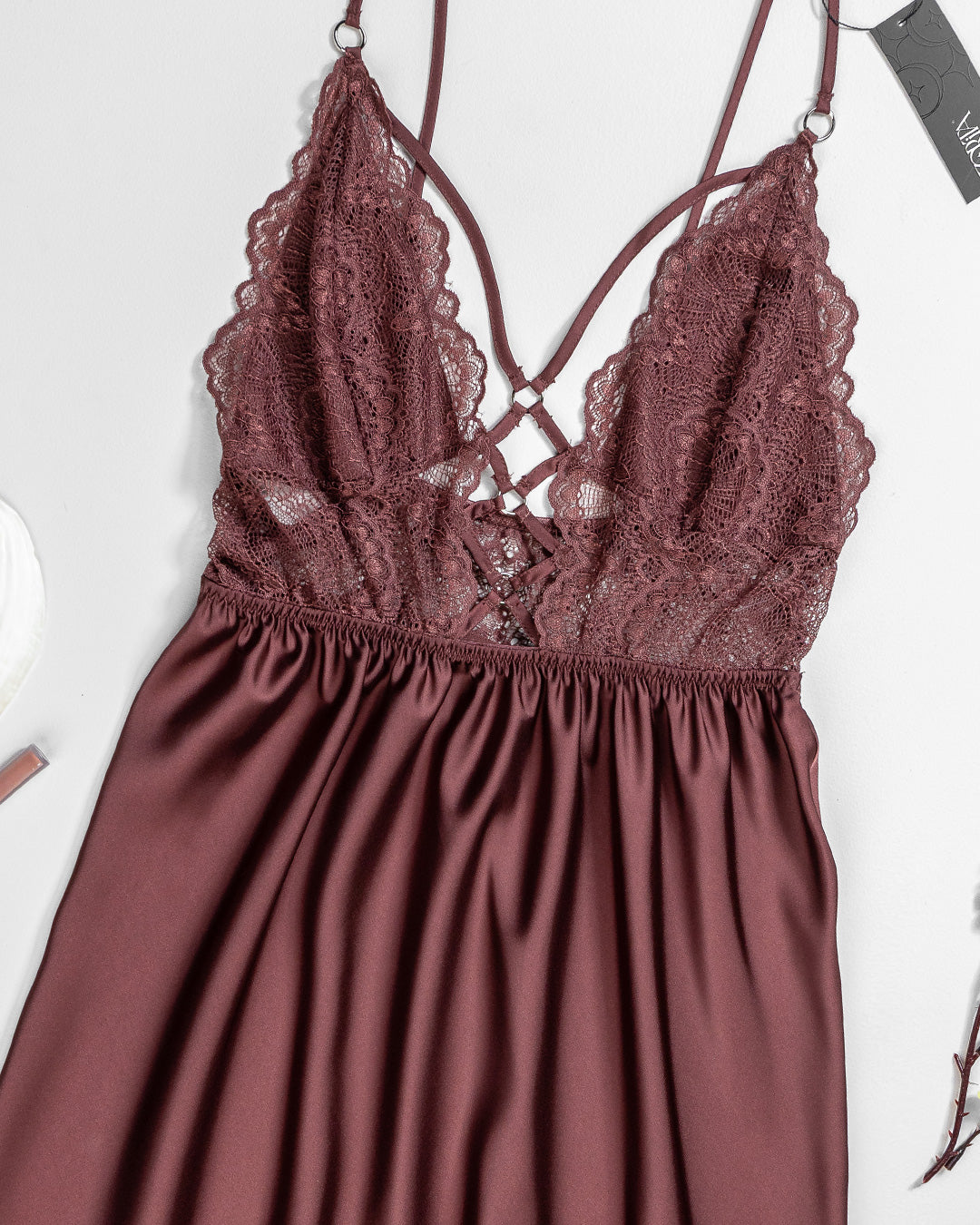 Lace Trim Satin Babydoll 4349-26
