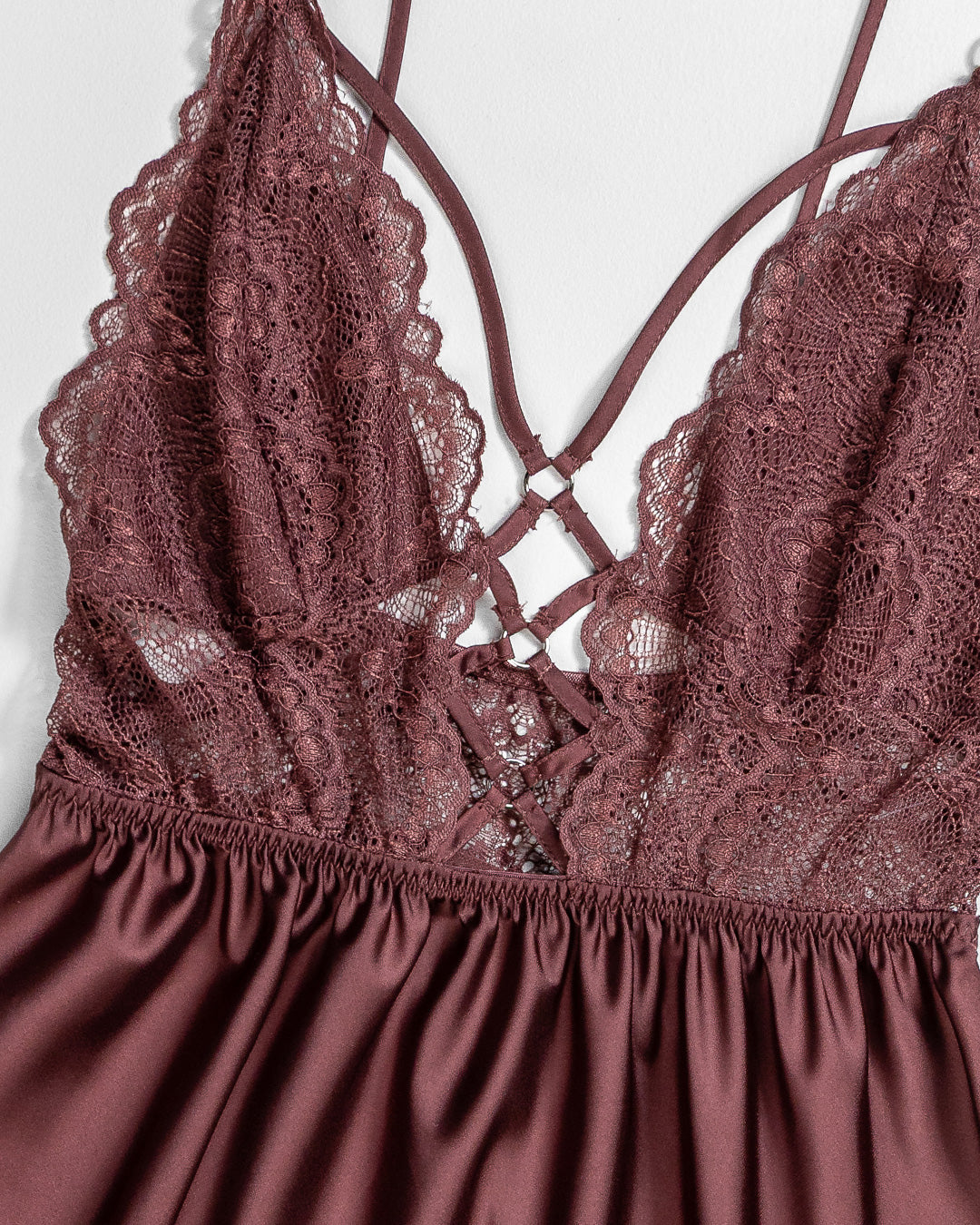Lace Trim Satin Babydoll 4349-26