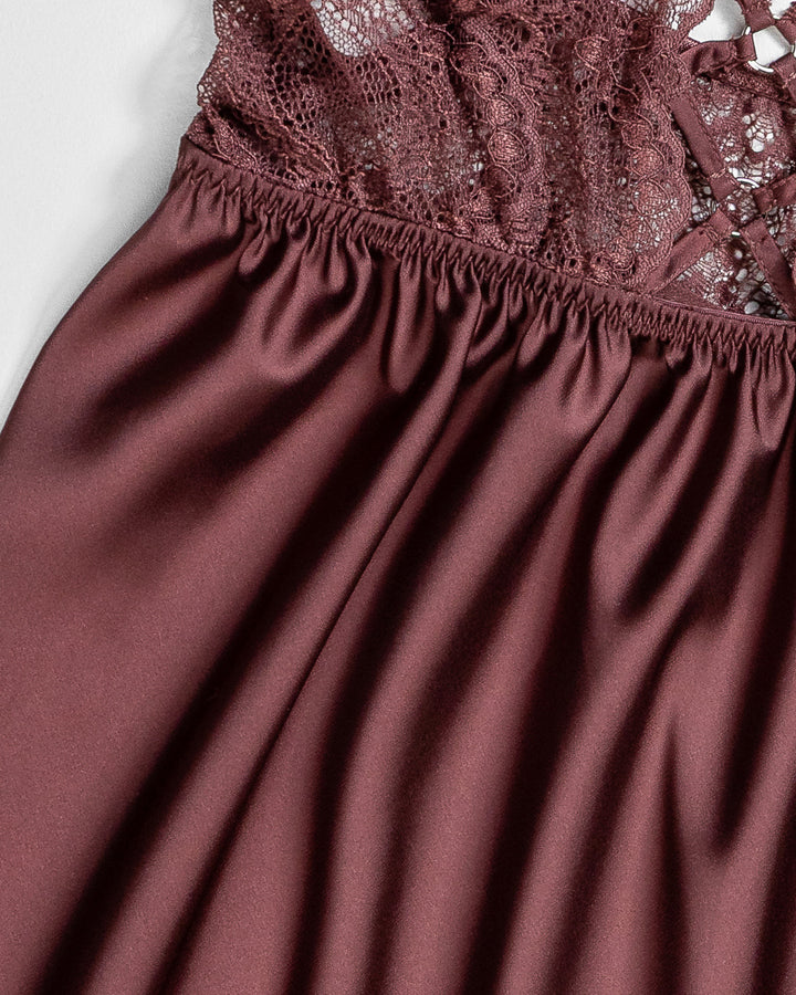 Lace Trim Satin Babydoll 4349-26