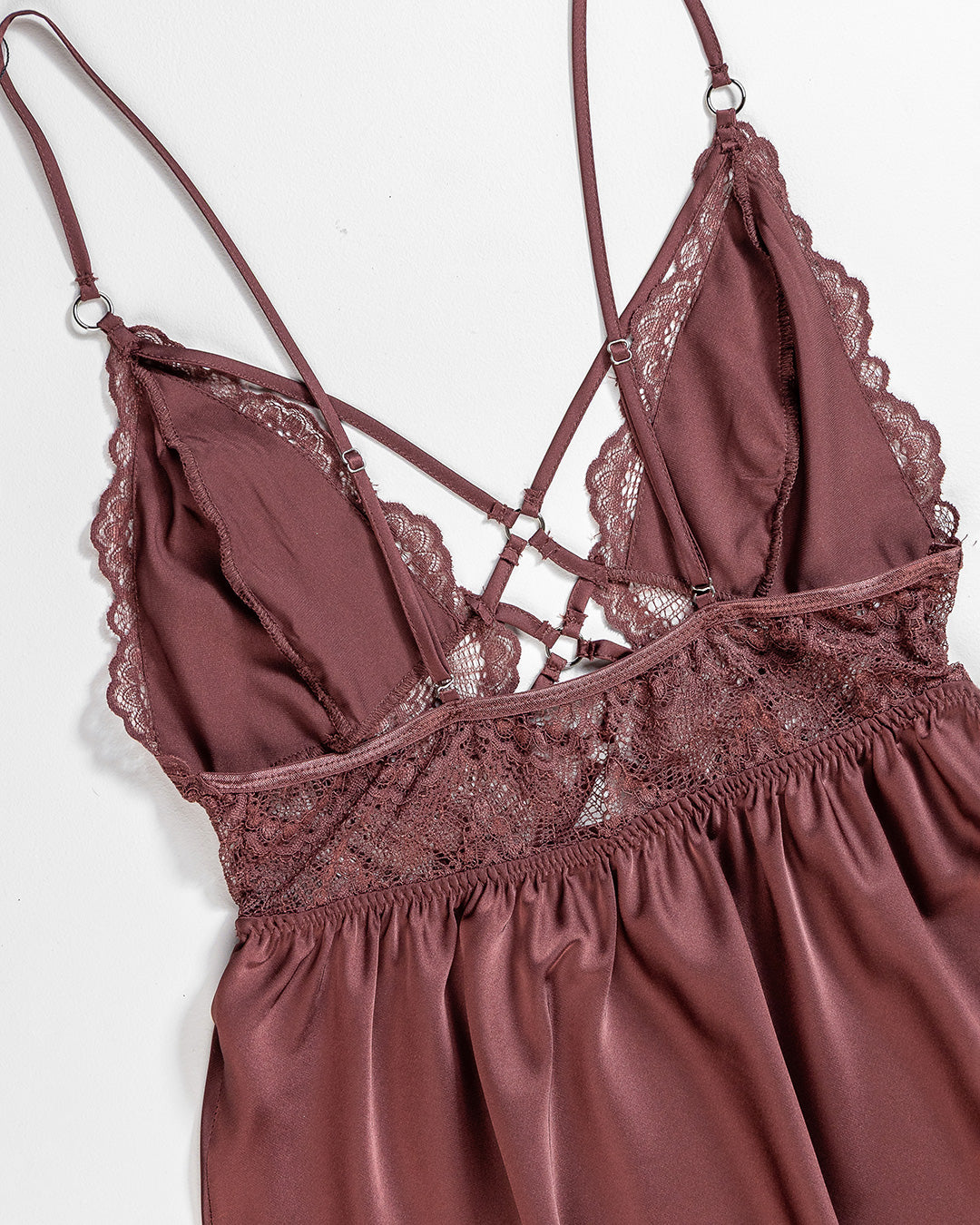 Lace Trim Satin Babydoll 4349-26