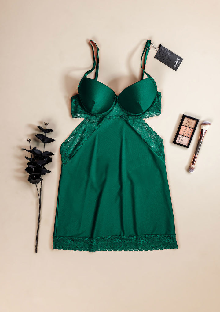 Satin Lace Padded Babydoll