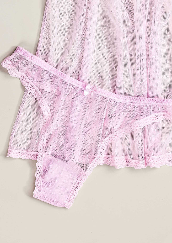 Dotted Mesh Lace Babydoll
