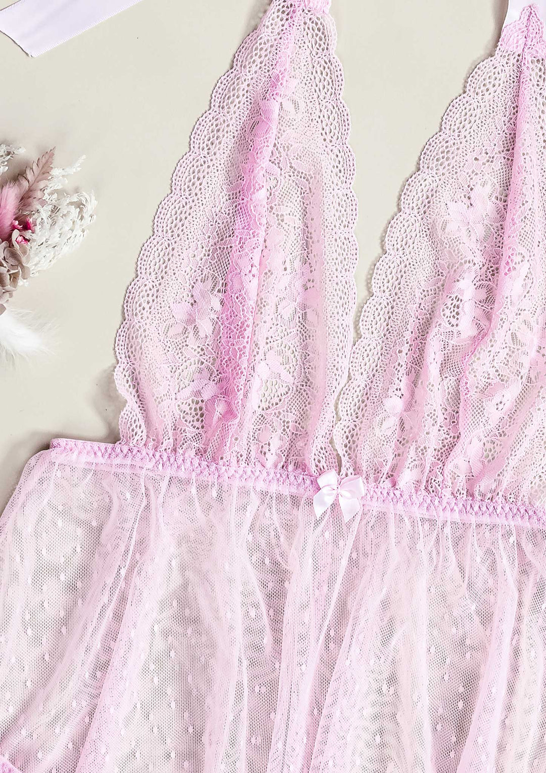 Dotted Mesh Lace Babydoll