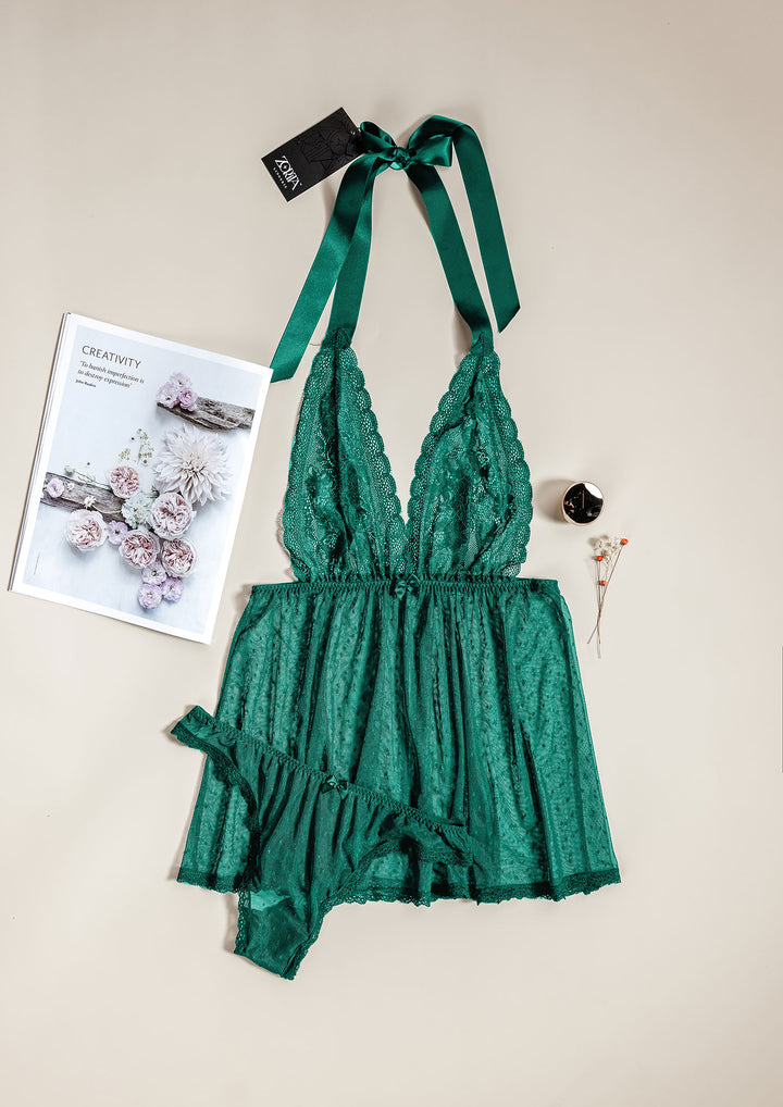 Dotted Mesh Lace Babydoll