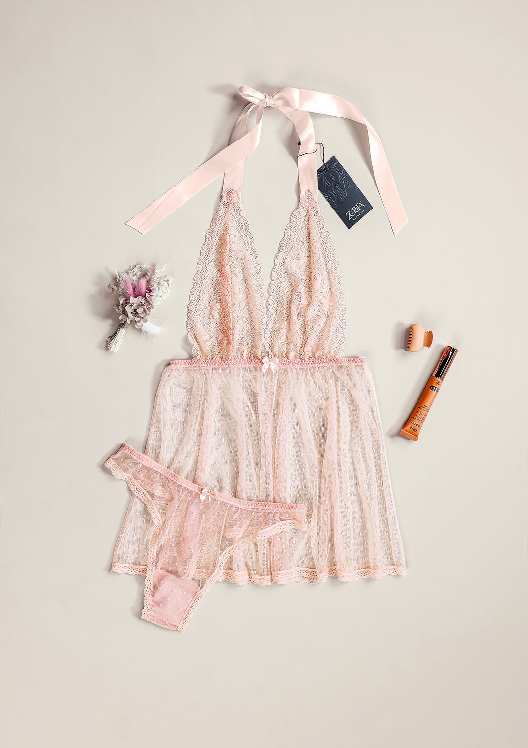 Dotted Mesh Lace Babydoll