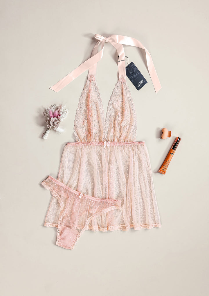 Dotted Mesh Lace Babydoll