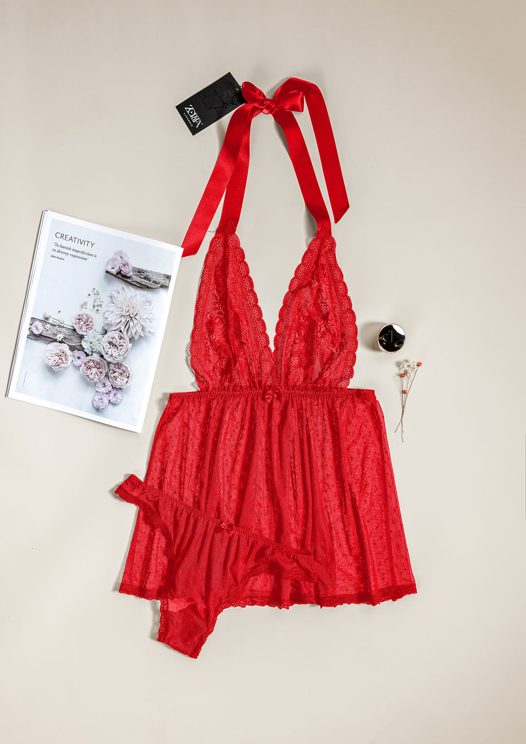 Dotted Mesh Lace Babydoll