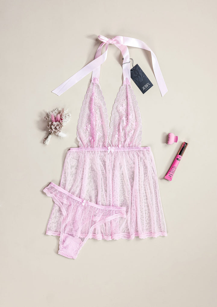 Dotted Mesh Lace Babydoll