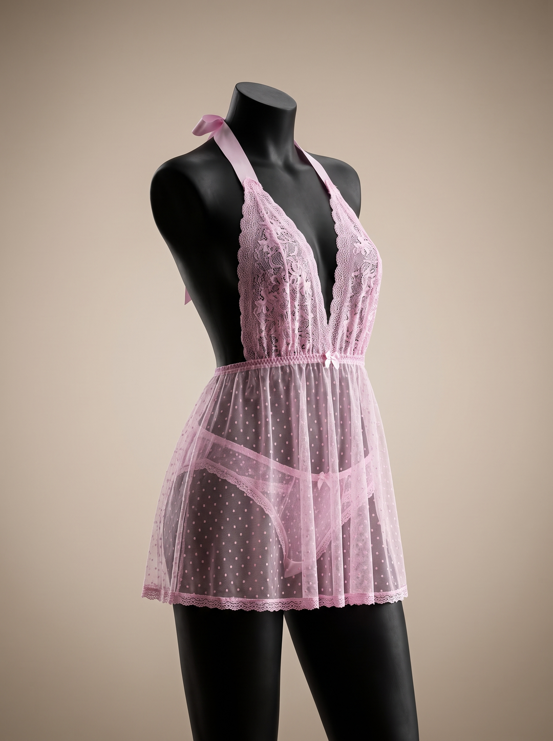 Dotted Mesh & Lace Babydoll – Constellation (4357)