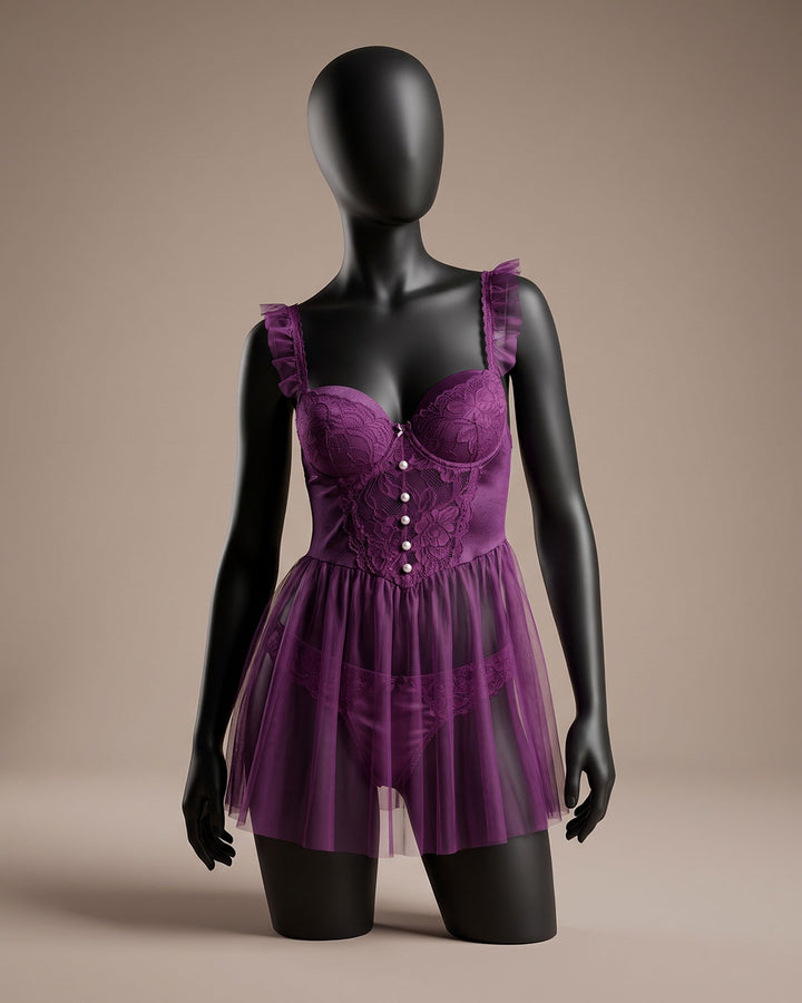 Sheer Mesh Padded Babydoll – Nova (4366)
