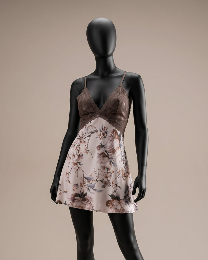 Satin Nightdress with Lace Trim 4367-26