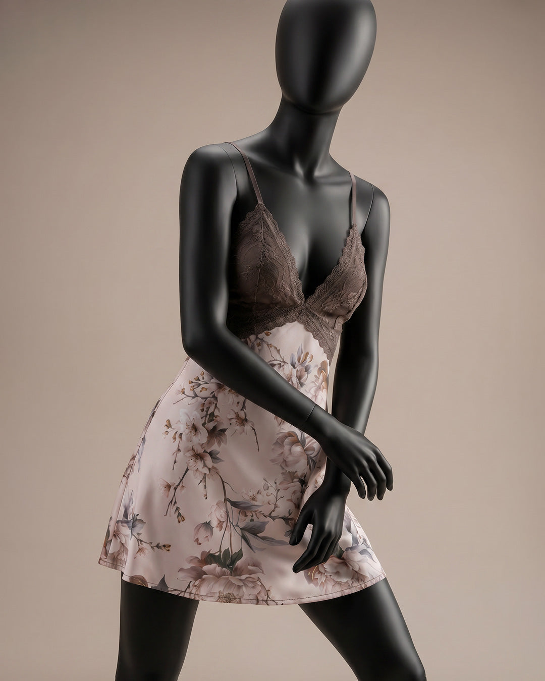 Satin Nightdress with Lace Trim 4367-26