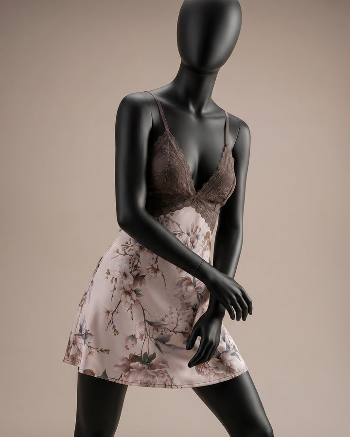 Satin Nightdress with Lace Trim 4367-26