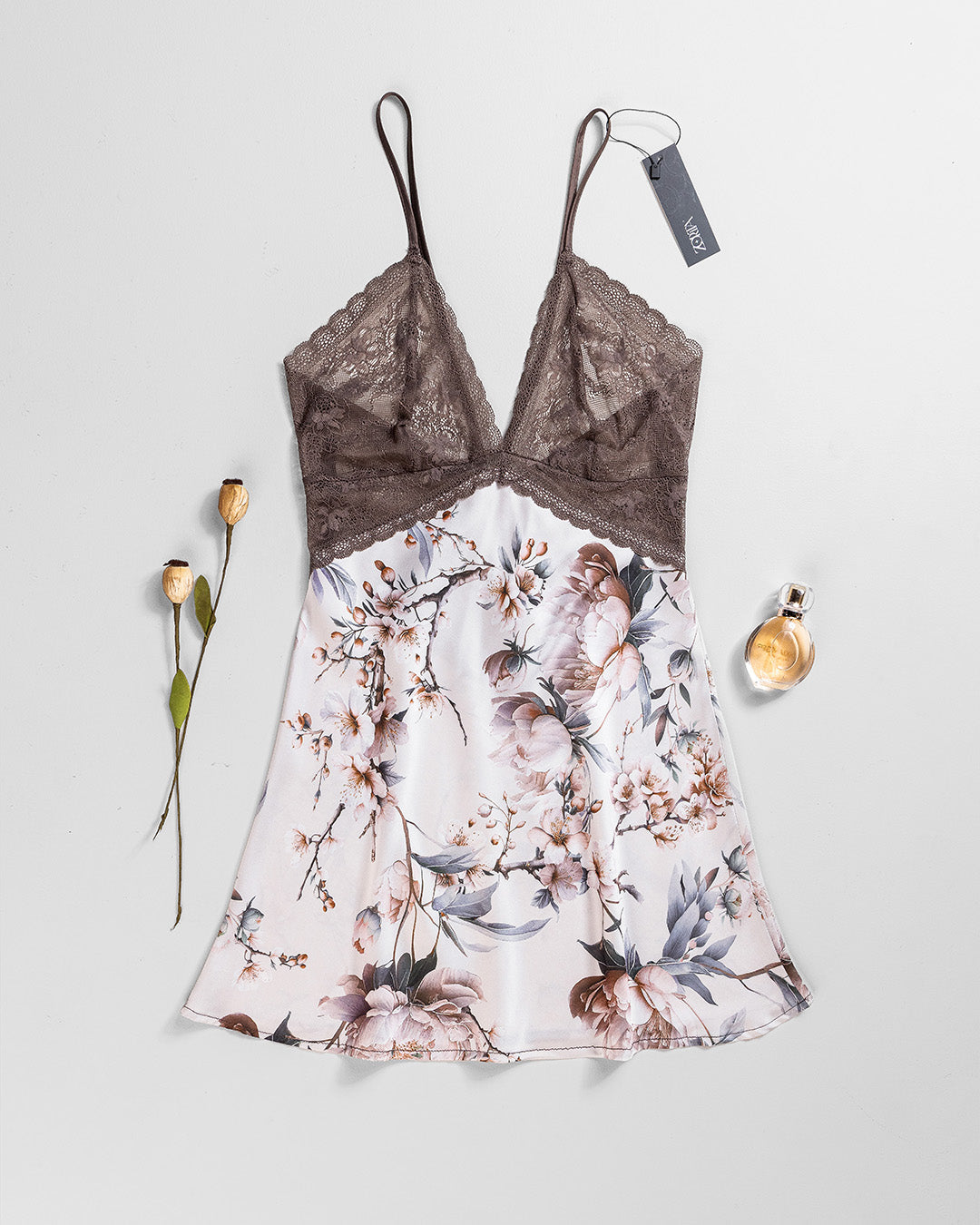 Satin Nightdress with Lace Trim 4367-26