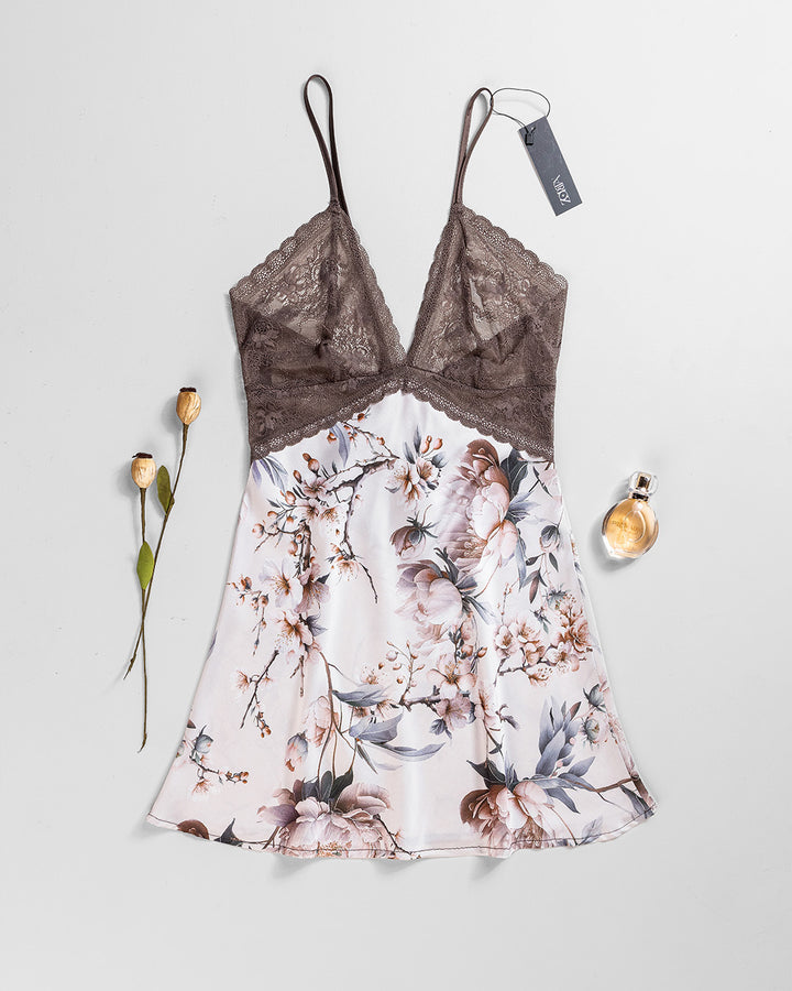 Satin Nightdress with Lace Trim 4367-26