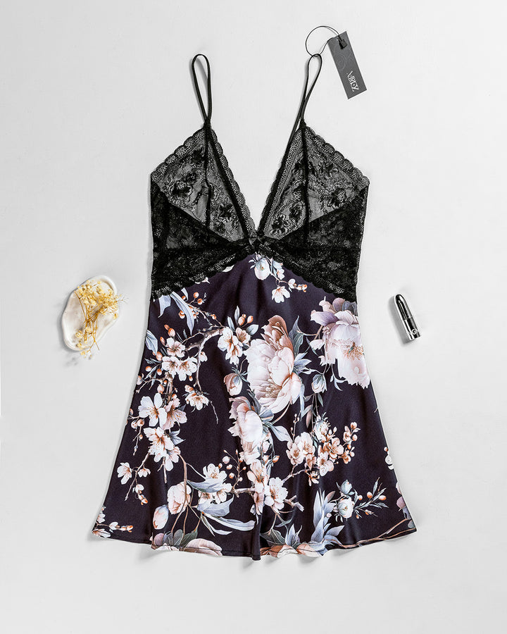 Satin Nightdress with Lace Trim 4367-26