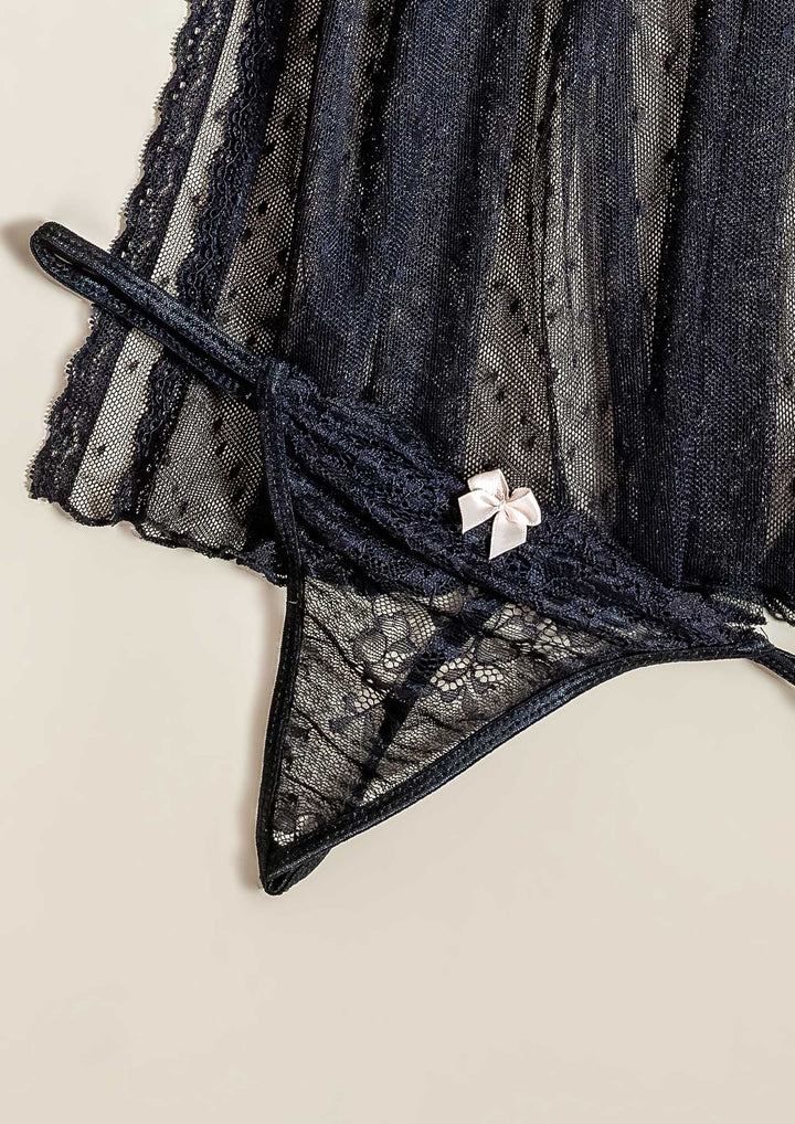 Lace Mesh Babydoll with Adjustable Straps