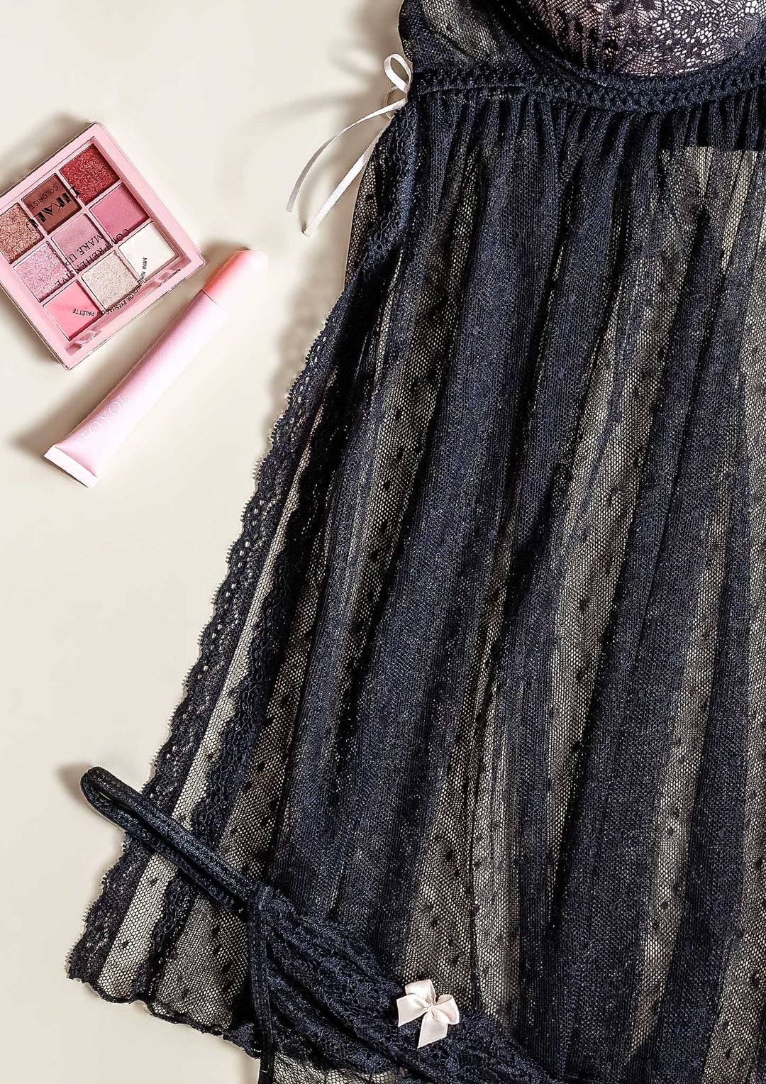 Lace Mesh Babydoll with Adjustable Straps