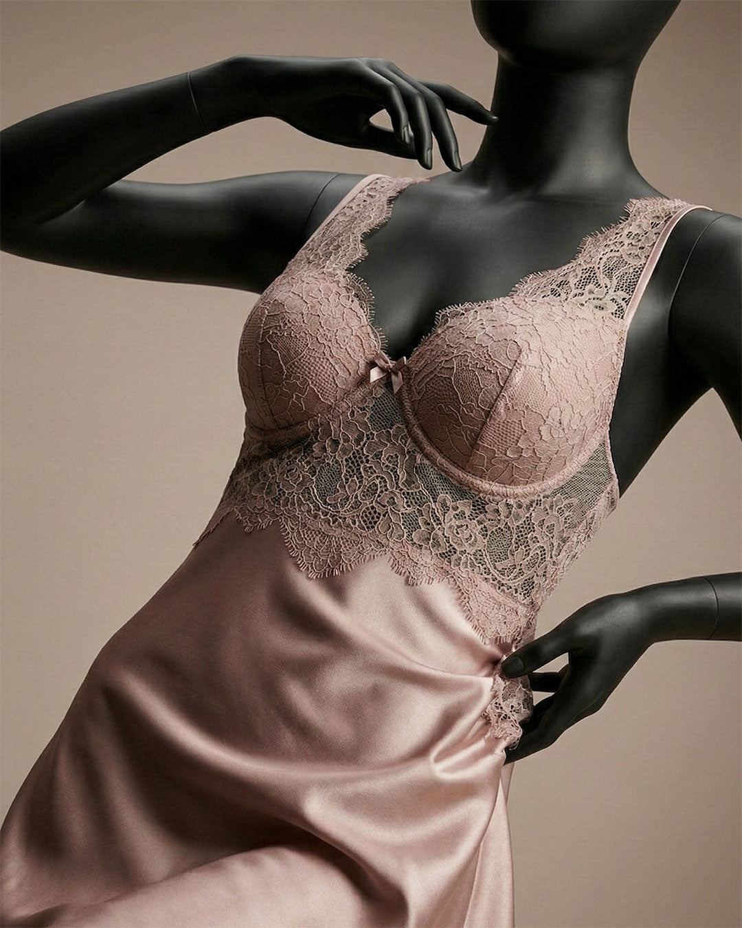 Satin Lace Babydoll 4382-26