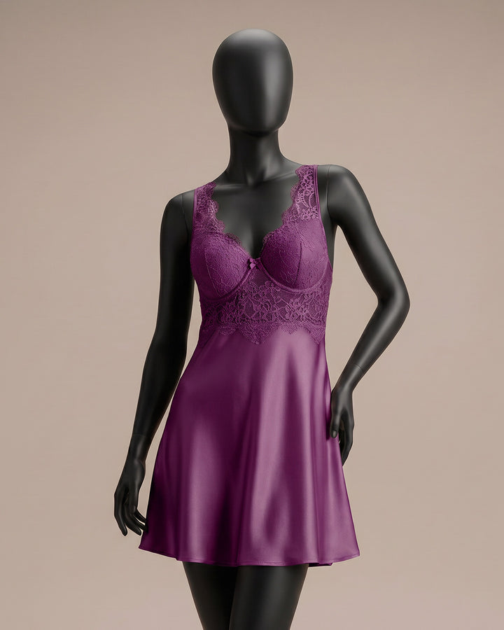 Satin & Lace Babydoll – Cameo (4382)