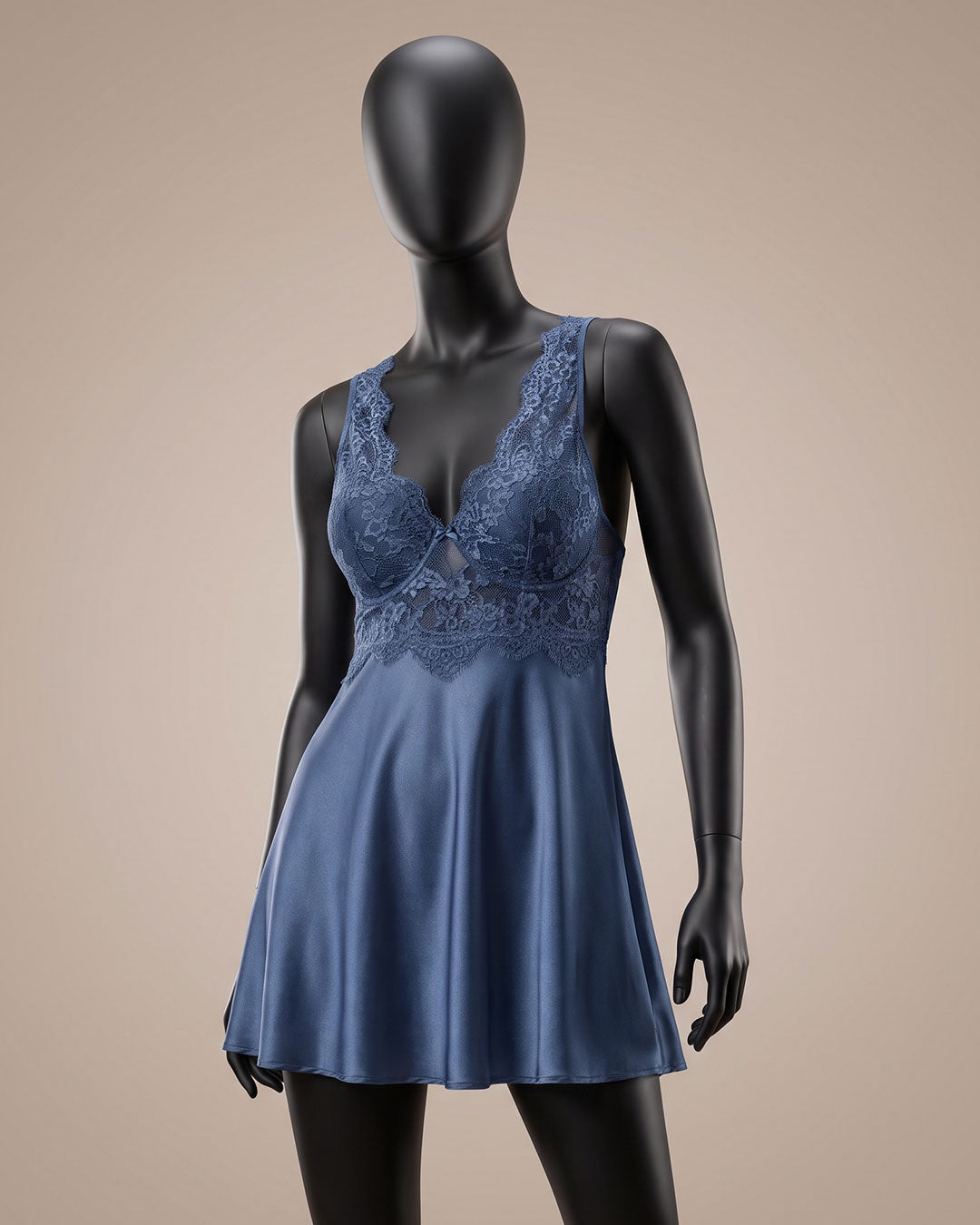Satin & Lace Babydoll – Cameo (4382)