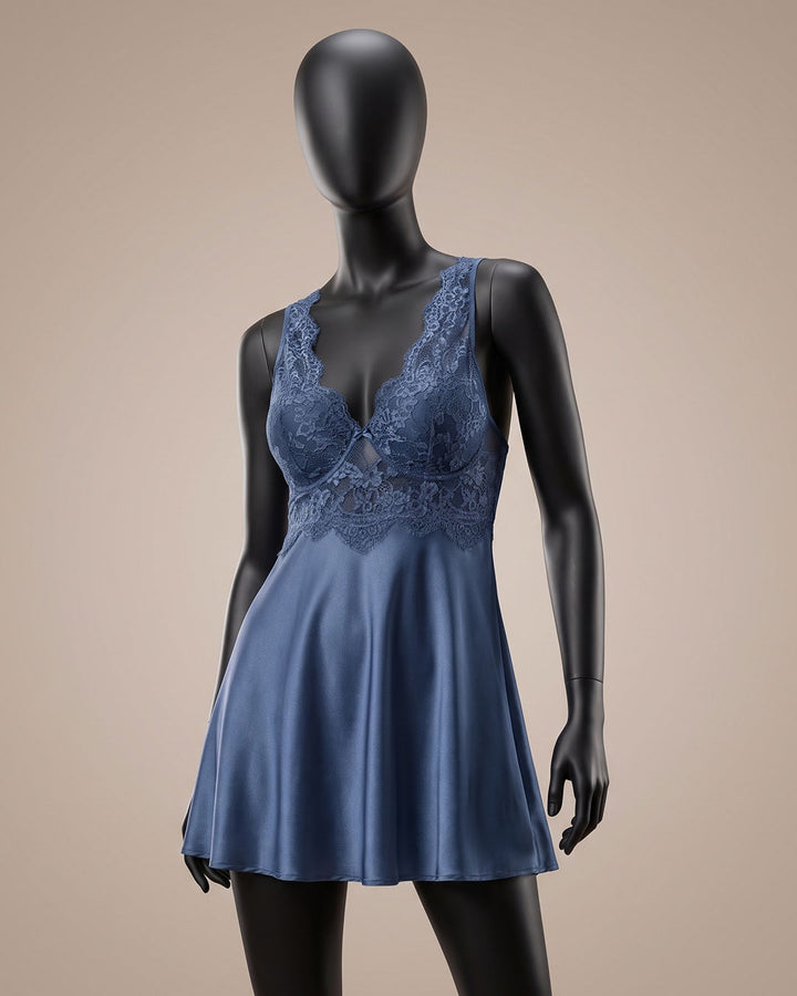 Satin & Lace Babydoll – Cameo (4382)