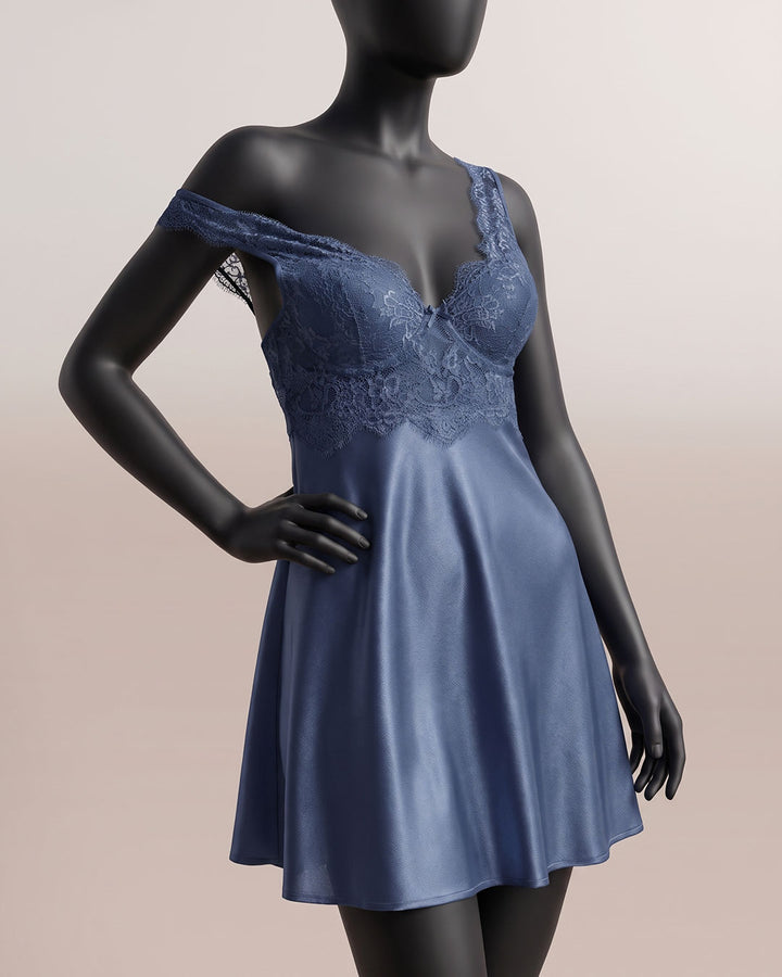 Satin & Lace Babydoll – Cameo (4382)