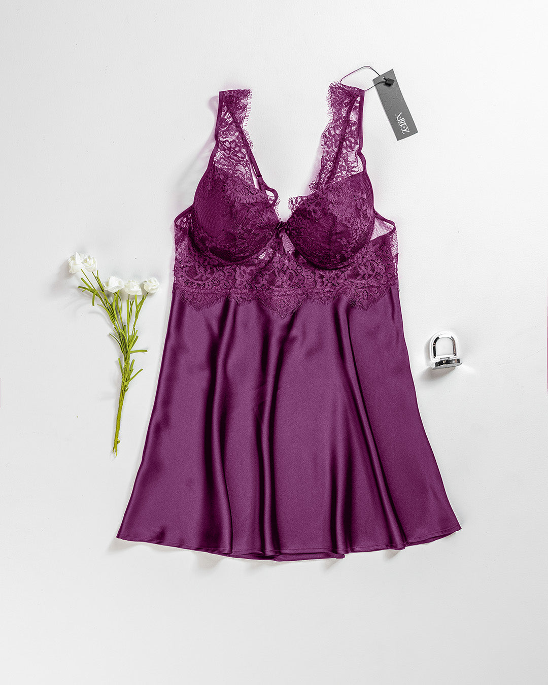 Satin Lace Babydoll 4382-26