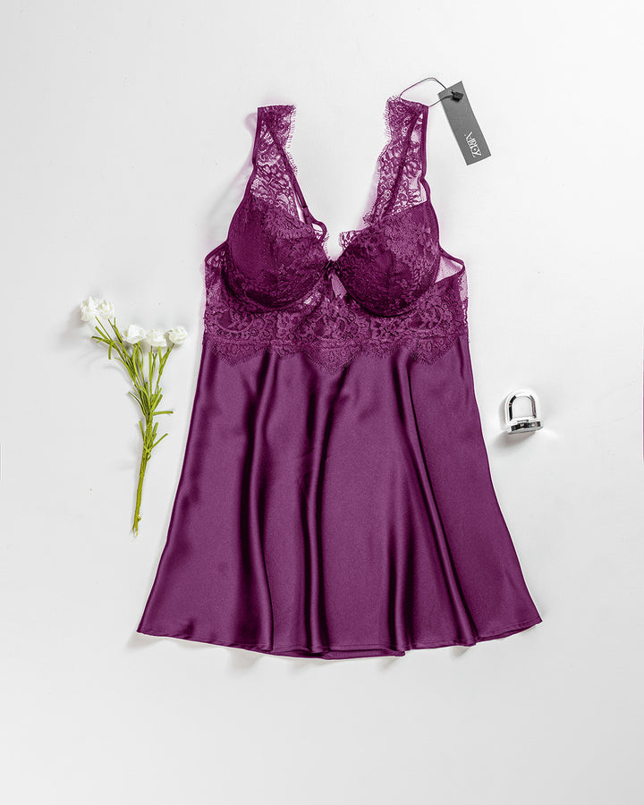 Satin Lace Babydoll 4382-26