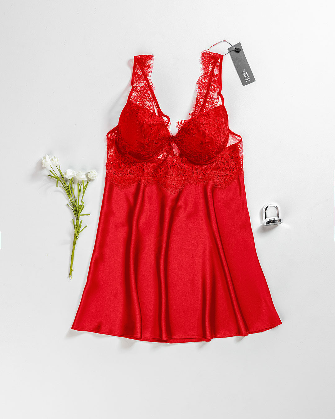 Satin & Lace Babydoll – Cameo (4382)