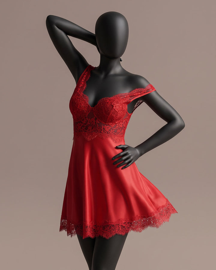 Satin & Lace Babydoll – Cameo (4382)