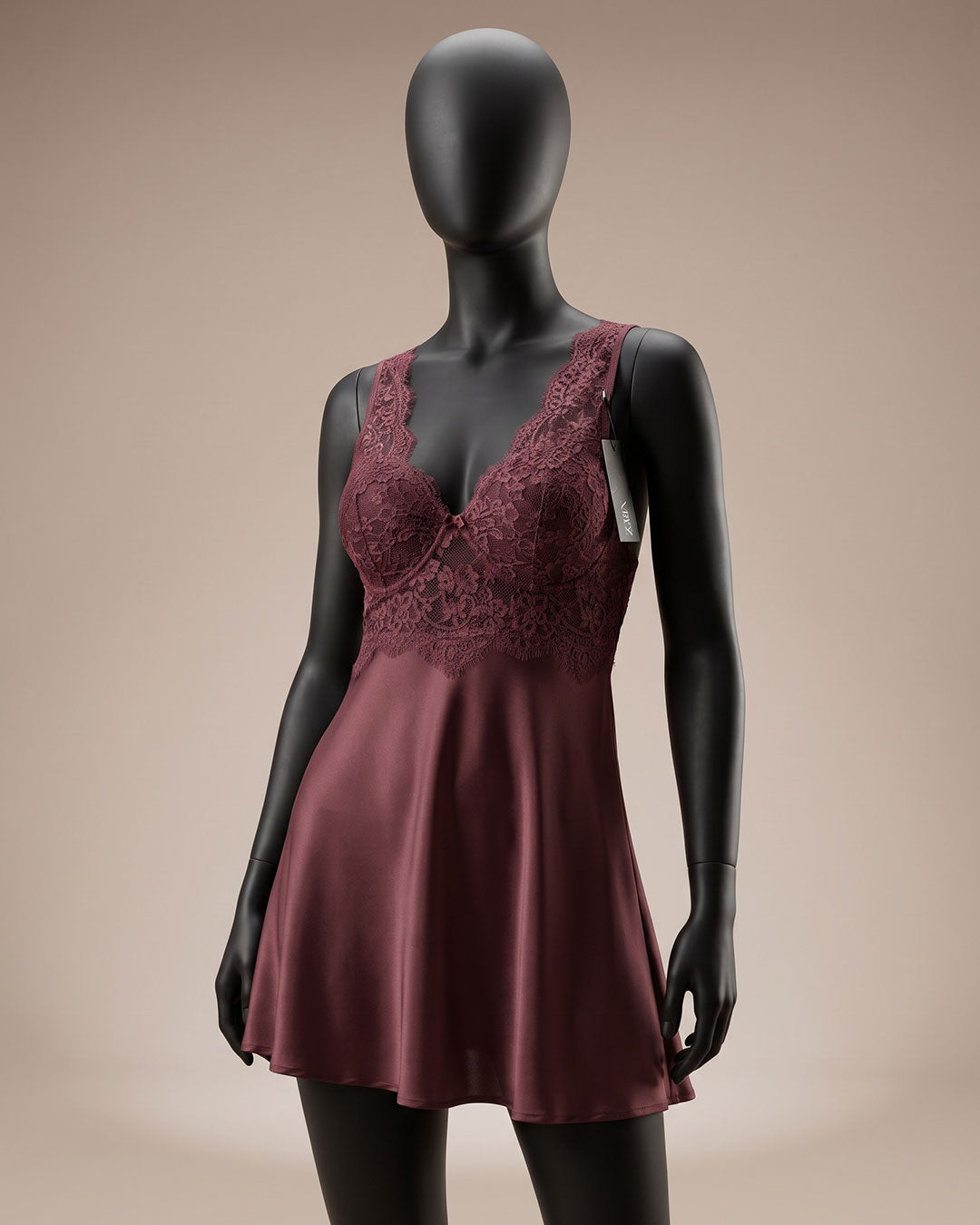 Satin & Lace Babydoll – Cameo (4382)